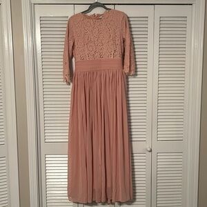 Dainty Jewells Fully Lined Peach/ Light Pink Bridesmaid Dress